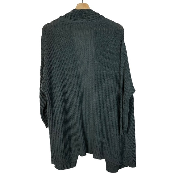 J. Jill Pure Jill Teal Blue Ribbed Drop Shoulder Cardigan Sweater M - Picture 2 of 3